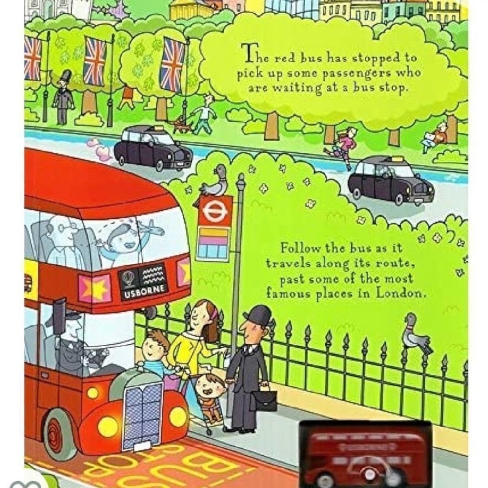 Wind-up Bus Book & Board with wind-up London Double-Decker bus by Fiona Watt